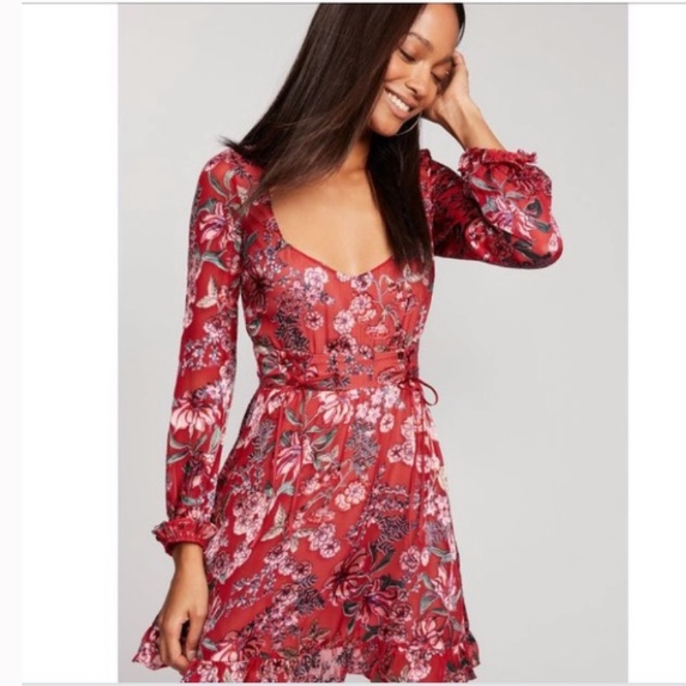 New For Love & Lemons Nicole Burnout Silk Mini